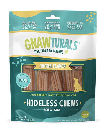 Gnawturals Chicken Hideless Ribbed Bone 5 Piece (Small-Medium Breed)