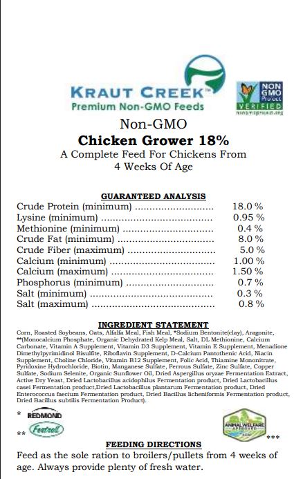 Kraut Creek Non-GMO Chicken Grower 18%
