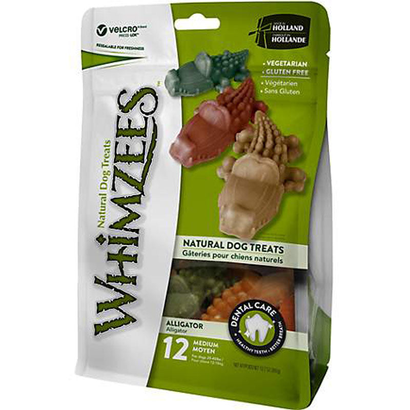 WHIMZEES 2.7 IN ALLIGATOR DENTAL TREAT 24 PIECES BAG