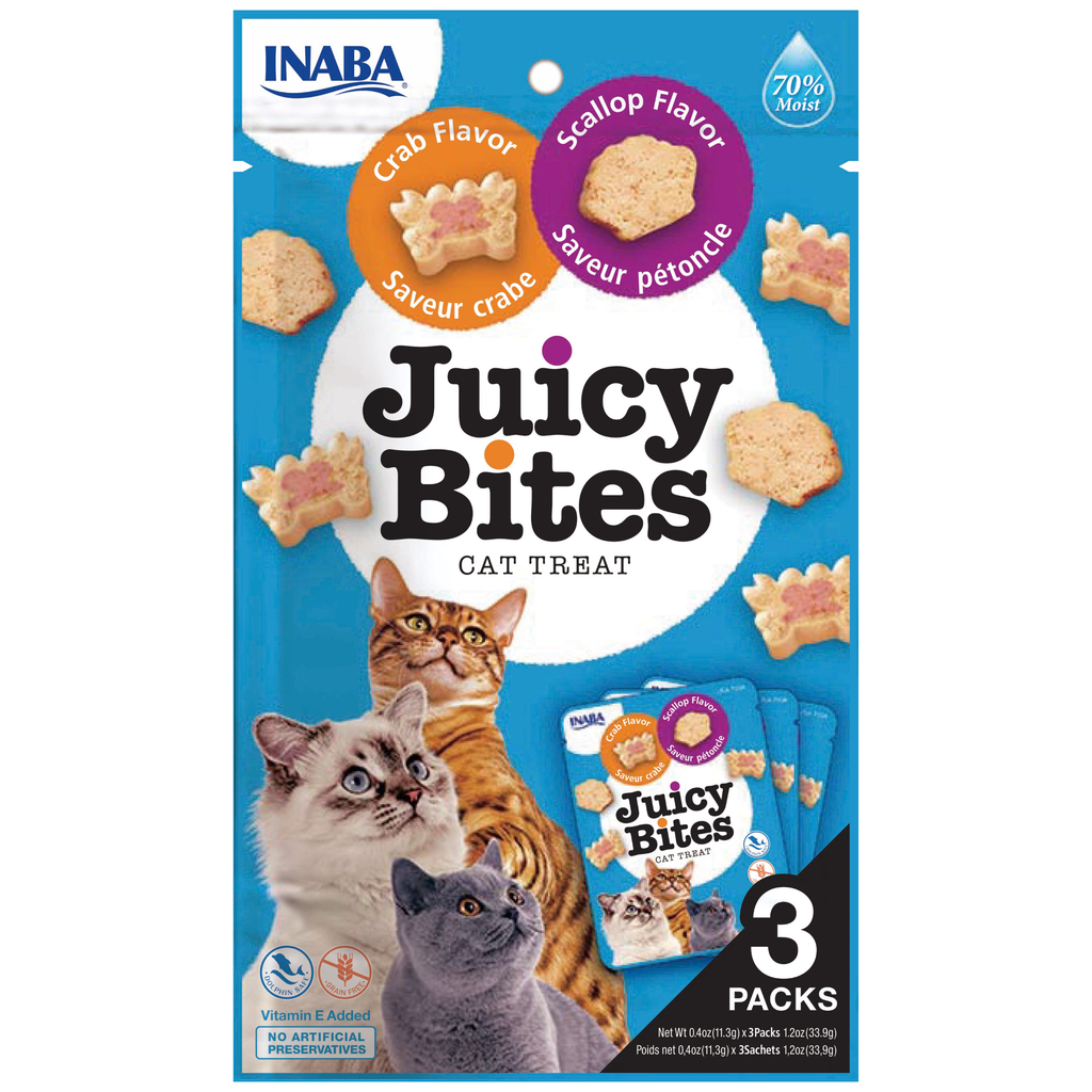 Inaba 1.2oz Cat Juicy Bites 3 Pack Scallop and Crab Treats