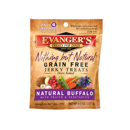 Evanger's Grain Free/Oven Baked Jerky Treats Free-Range Buffalo Recipe 4.5oz