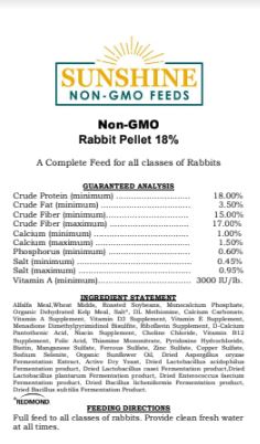 Sunshine Non-GMO Rabbit 18%