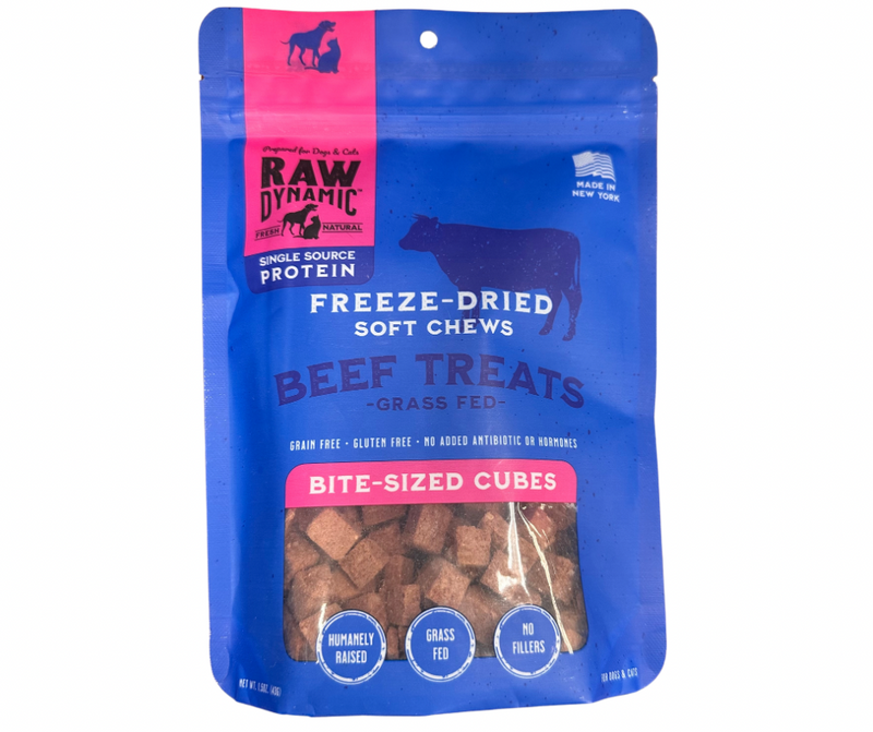 Raw Dynamic Freeze Dried Soft Chews Grass Fed Beef Treats 1.5oz