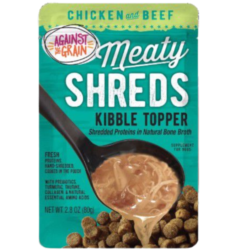 Against The Grain Meaty Shreds Slow Cooked Shredded Chicken and Beef Kibble Topper