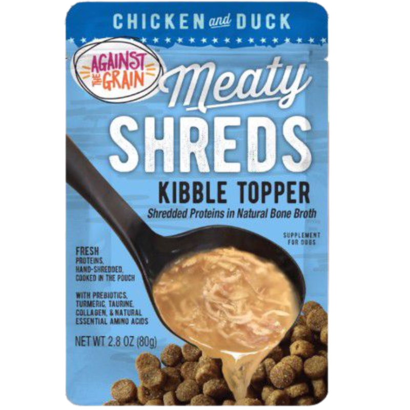 Against The Grain Meaty Shreds Slow Cooked Shredded Chicken and Duck Kibble Topper