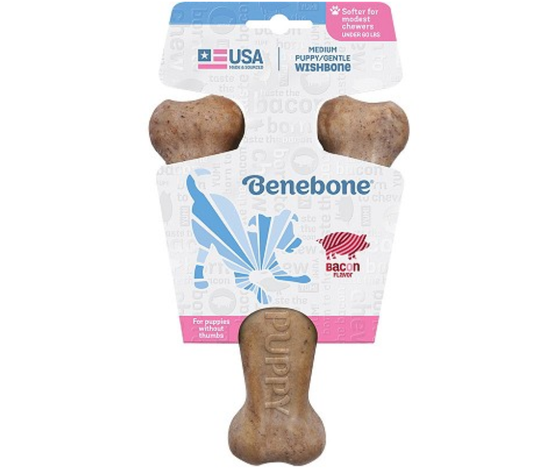 Benebone Wishbone for Puppy, Bacon flavor