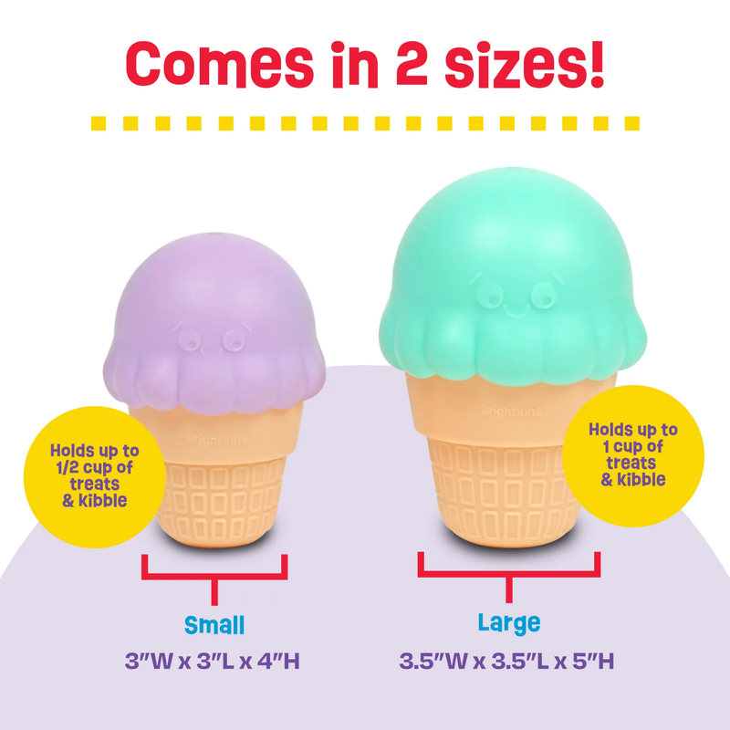Brightkins Ice Cream Treat Dispenser Interactive Dog Toy Assorted Colors