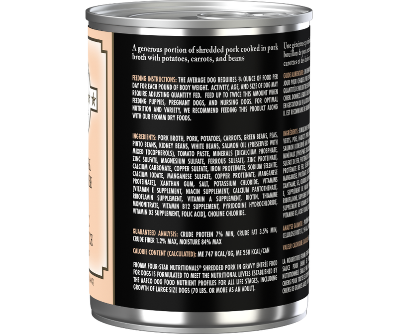 Fromm Family Four Star Shredded Pork Entree Canned Dog Food