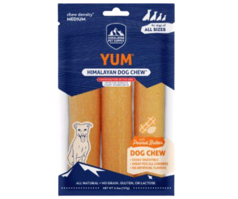 Himalayan Pet Supply Yaky Yum Cheese Stick Peanut Butter Flavor 4.5oz bag