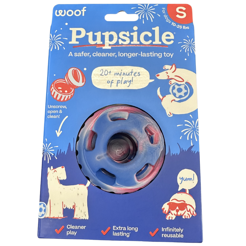 Woof Red White & Blue Tie-Dye 2026 Summer Pupsicle Dog Treat Toy