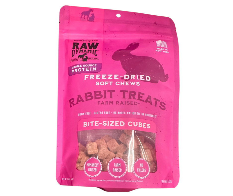 Raw Dynamic Freeze Dried Soft Chews Farm Raised Rabbit Treats 1.5oz