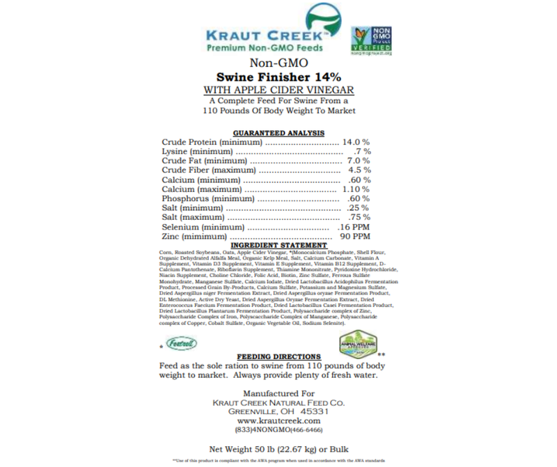 Kraut Creek Non-GMO 14% Swine Finisher