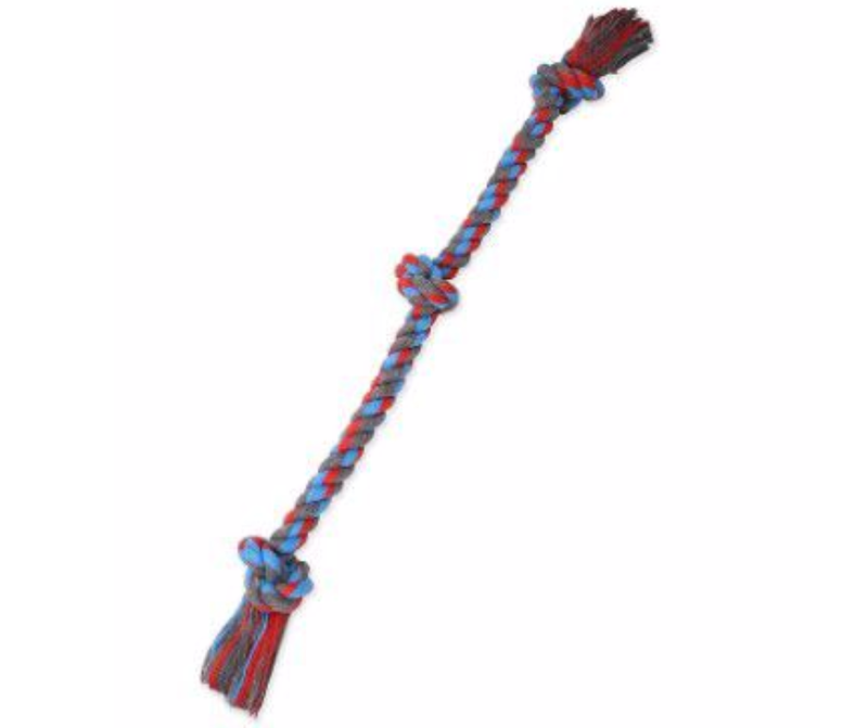 Mammoth Flossy Chews 36" X-Large Colored 3 Knot Rope Dog Tug Toy (Assorted Colors)