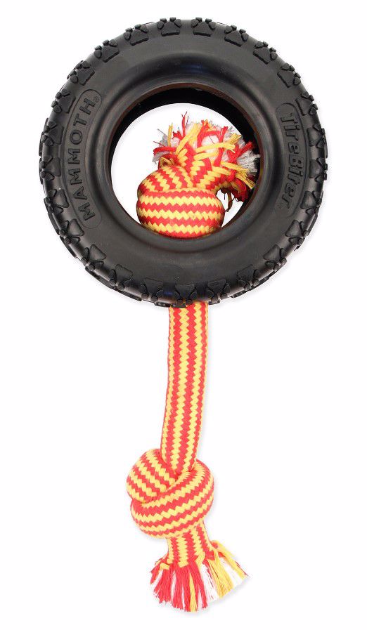 Mammoth 10" Large Tirebiter II Tire Rope Tug Toy (assorted rope colors)