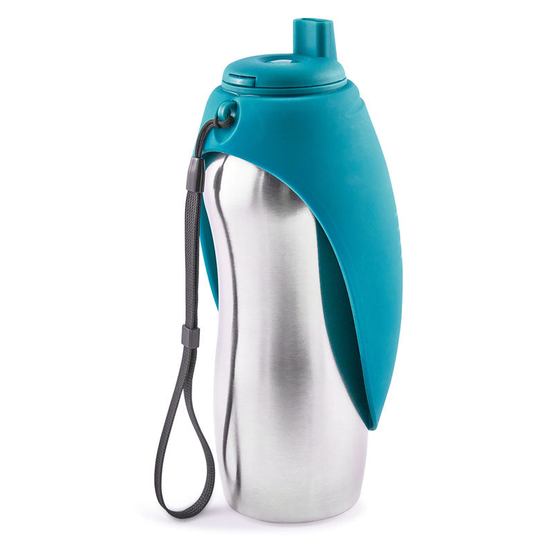 Messy Dog Stainless Travel Water Bottle with Silicone Flip Up Bowl Holds up to 24oz