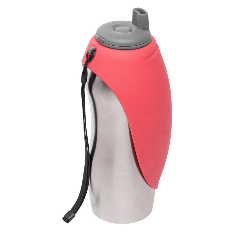 Messy Dog Stainless Travel Water Bottle with Silicone Flip Up Bowl Holds up to 24oz