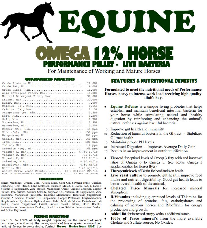 Rowe Omega Performance Pellets-Horse Feed