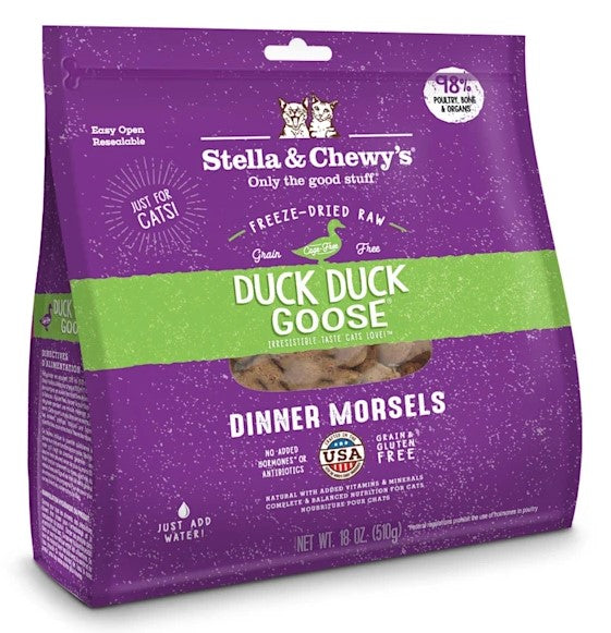 Stella&Chewy's GF Cat Food, Freeze Dried Raw Morsels W/ Duck & Goose