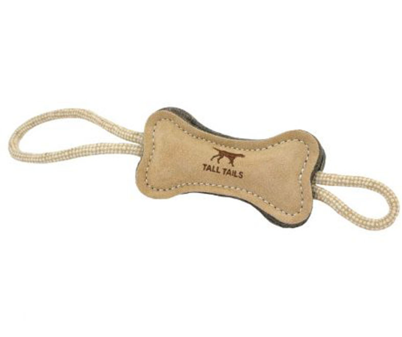 Tall Tails 12-In Leather & Wool Bone Tug Toy