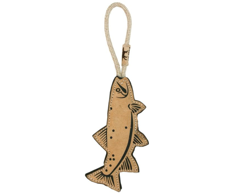 Tall Tails 6" Natural Leather & Wool Trout Toy