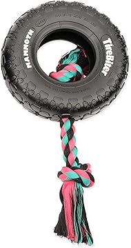Mammoth 3.75" Small Tirebiter II Tire Rope Tug Toy (assorted rope colors)
