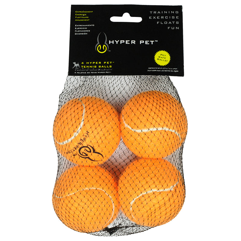 Hyper Pet Orange Pet Safe Tennis Ball-4pack