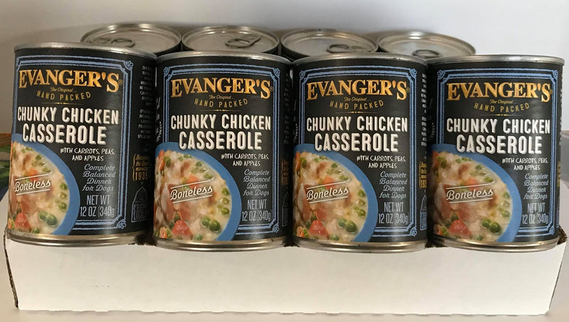 Evangers Super Premium Chunky Chicken Casserole Dinner Canned Dog Food Case of 12, 12oz Cans