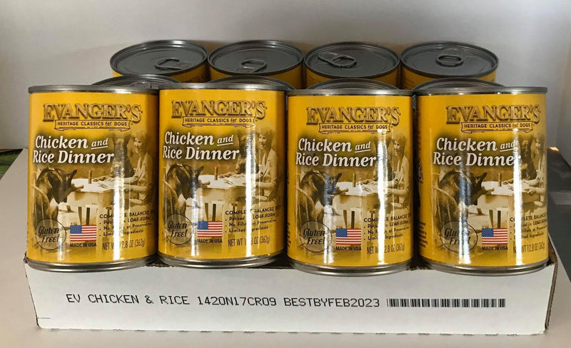Evangers Classic Chicken and Rice Dinner Canned Dog Food 12.8oz Cans