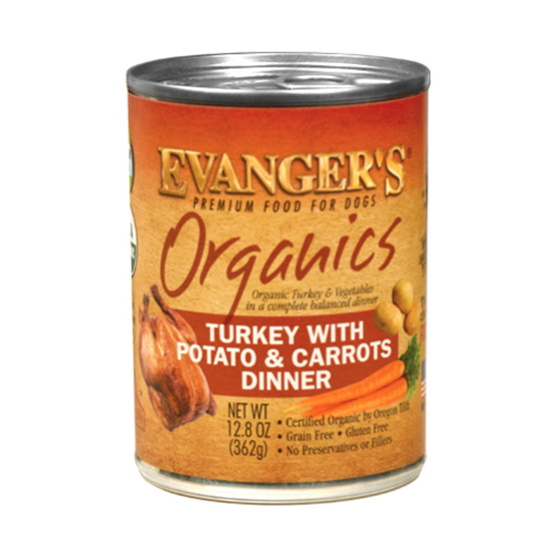 Evangers 100% Organic Turkey with Potato And Carrots Canned Dog Food 12.8oz Cans