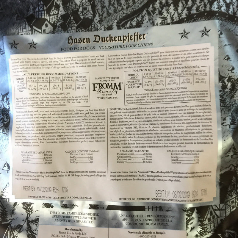 Fromm Family Four Star Hasen Duckenpfeffer Grain Free Dog Food