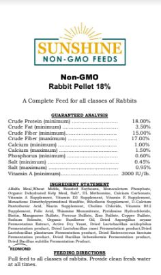 Sunshine  Non-GMO Rabbit 18%
