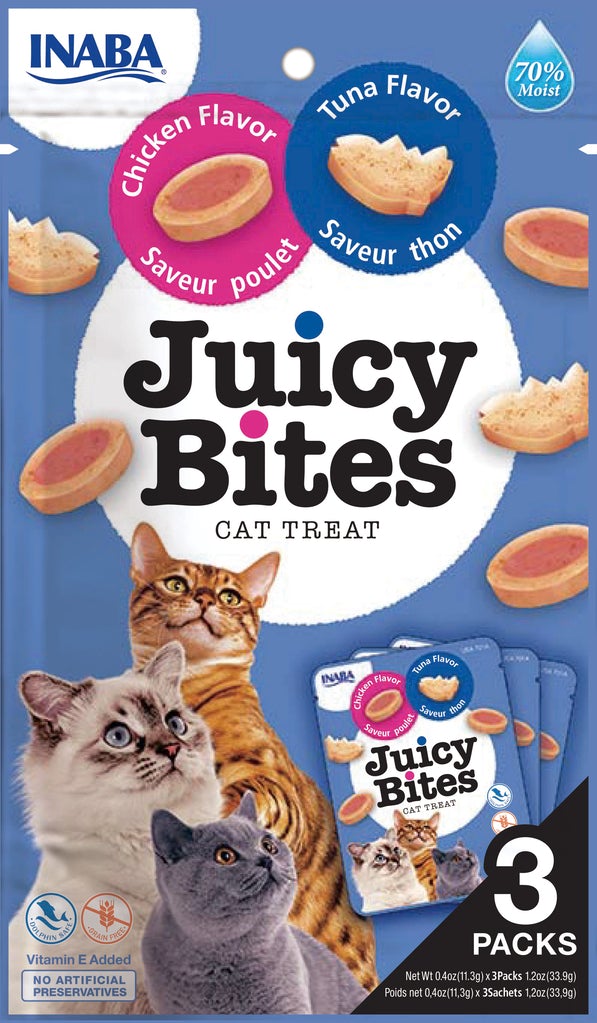 Inaba 1.2oz Cat Juicy Bites 3 Pack Tuna and Chicken