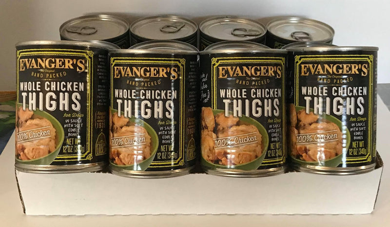 Evangers Super Premium Hand-Packed Whole Chicken Thighs Canned Dog Food 12oz Cans