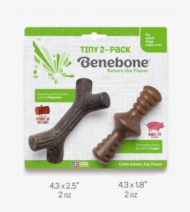 Benebone 2 Pack Tiny Bacon Stick & Zaggler