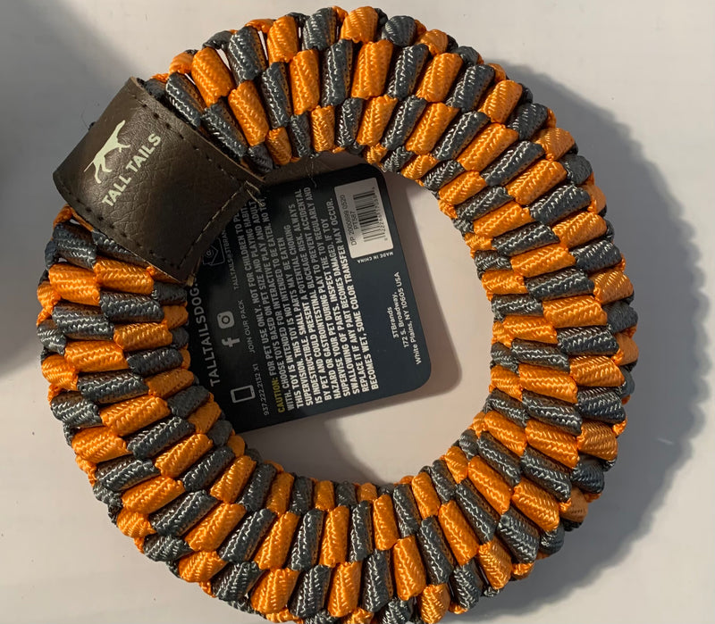 Tall Tails Orange & Charcoal Braided Ring Toy